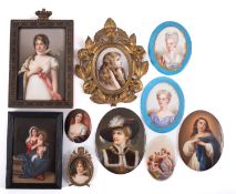 A Continental rectangular porcelain plaque painted with a half portrait of Louise of