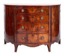 A George III mahogany demi-lune side cabinet.