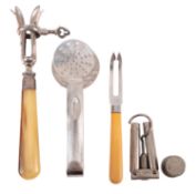 A travelling telescopic pocket coat hanger, initialled D.R.