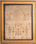 A Victorian needlework sampler, the work of Maria Ford,