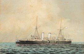 William Mackenzie Thomson (British, fl. 1870-1892) Cruiser H.M.S. Katoomba - Gouache - 27.