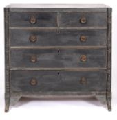 A Regency and later painted mahogany chest of drawers,