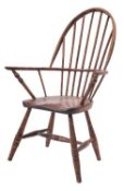 A miniature Victorian beech and elm spindle back Windsor elbow chair, possibly an apprentice piece,