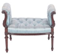 A carved mahogany window seat, in Regency taste,