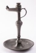 A Continental pewter oil lamp, German or French,