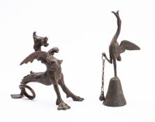 A Continental patinated bronze model of a zoomorphic grotesque,