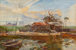Sir David Murray (Scottish, 1849-1933) - Fisherman's Cottage - Watercolour - 39 x 58.