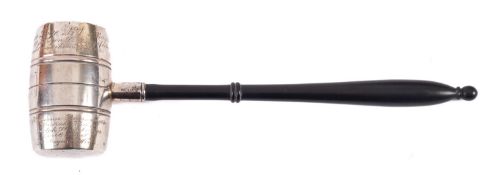 A Continental 800 standard Lodge Hammer, the barrel end with ebonised turned handle, 24.