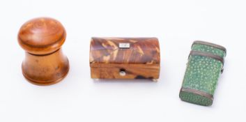 A George III white metal and fishskin etui case,