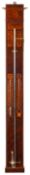 A French 19th century mahogany wall barometer of rectangular form with boxwood stringing,
