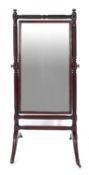 A Regency mahogany cheval mirror,
