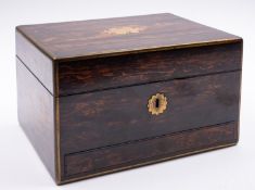 A Victorian brass bound coromandel dressing case,