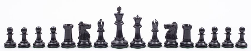 A Staunton pattern boxwood and ebony chess set, by Jaques & Son Ltd, London,