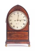 A Regency inlaid mahogany bracket clock having an eight-day duration double-fusee,