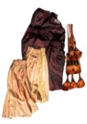Two pairs of silk curtains,