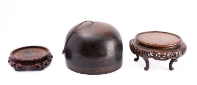 Chinese gong and two wood stands.