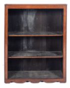 A Victorian rosewood dwarf open bookcase, with a moulded top and fixed shelves, on a plinth base,