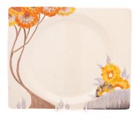 A Clarice Cliff Biarritz rectangular plate decorated in the 'Rhodanthe' pattern, printed marks,