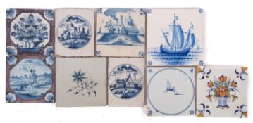 A group of English and Dutch delftware tiles,