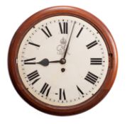 A mahogany George VI cypher wall clock having an eight-day duration,