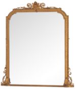 A Victorian giltwood and composition framed overmantel mirror, circa 1875, in Neoclassical style,
