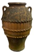 A terracotta garden urn, 20th century; of ovoid form,
