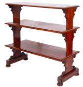 A Victorian mahogany rectangular three tier dumb waiter,