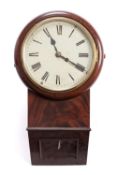 A mahogany drop dial wall clock having an eight-day duration,