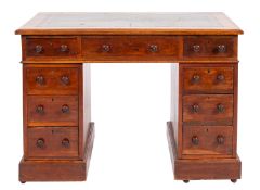 An Edwardian mahogany pedestal desk,