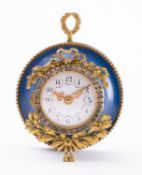 A small French Boudoir enamelled wall clock having an eight-day duration timepiece movement with a