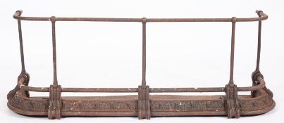 A George IV or William IV cast and wrought iron nursery fender, circa 1830; of 'D' section,