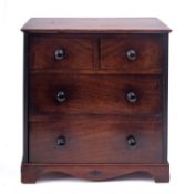 A George III miniature mahogany chest of drawers,