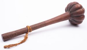 A Polynesian, probably Fijian carved hardwood Ula throwing club,