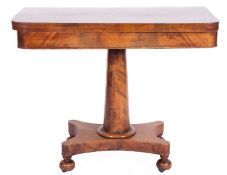 A Victorian mahogany rectangular card table, the baize lined hinged top with rounded corners,