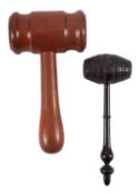 An Auctioneer's turned wood gavel, inscribed C.H.
