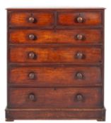 A Victorian mahogany chest of drawers, last quarter 19th century; the top with moulded edges,