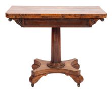 A late Regency rosewood rectangular card table,