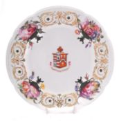 A fine Swansea armorial plate painted by Henry Morris with the arms of Clark of Hereford impaling