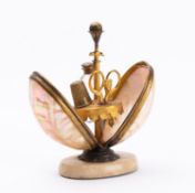 A mother-of-pearl and gilt metal mounted etui stand, probably Palais Royale make,