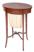 An Edwardian mahogany and marquetry sewing table,
