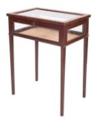 A stained beech and inlaid rectangular bijouterie display table,