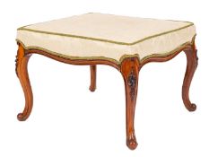 A Victorian carved rosewood square stool,
