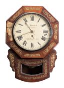J J Brown, Clerkenwell, a mahogany drop-dial wall clock having an eight-day duration,
