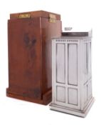 An Elizabeth II silver model of an Auctioneer's Rostrum, with sloping desk superstructure,