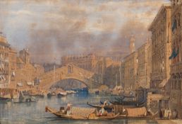 Attributed to Samuel Prout (British, 1783-1852) - The Rialto Bridge,