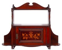 A Victorian mahogany and marquetry wall cabinet, by Shapland & Pelter,
