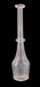 A 19th Century plain glass toddy lifter, with slice cut knopped stem, 20cm long.
