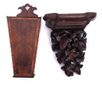 A George III mahogany and crossbanded wall mounting candle box,