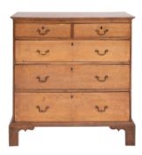 A George III walnut and burr walnut chest of drawers,