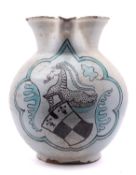 A massive Umbrian maiolica armorial jug, probably Orvieto, of globular form with pinched spout,